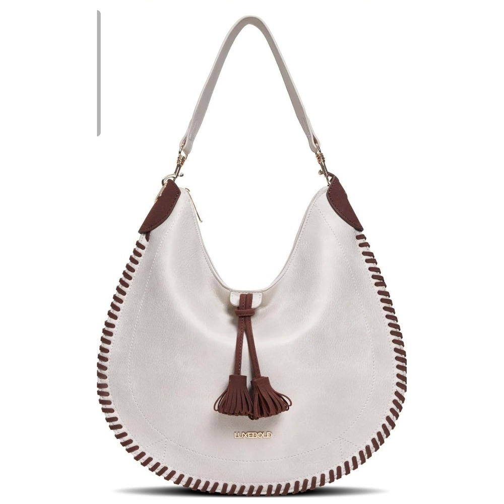 Luxebold Women's Hobo Bag White Western Crossbody Tassel Shoulder Purse